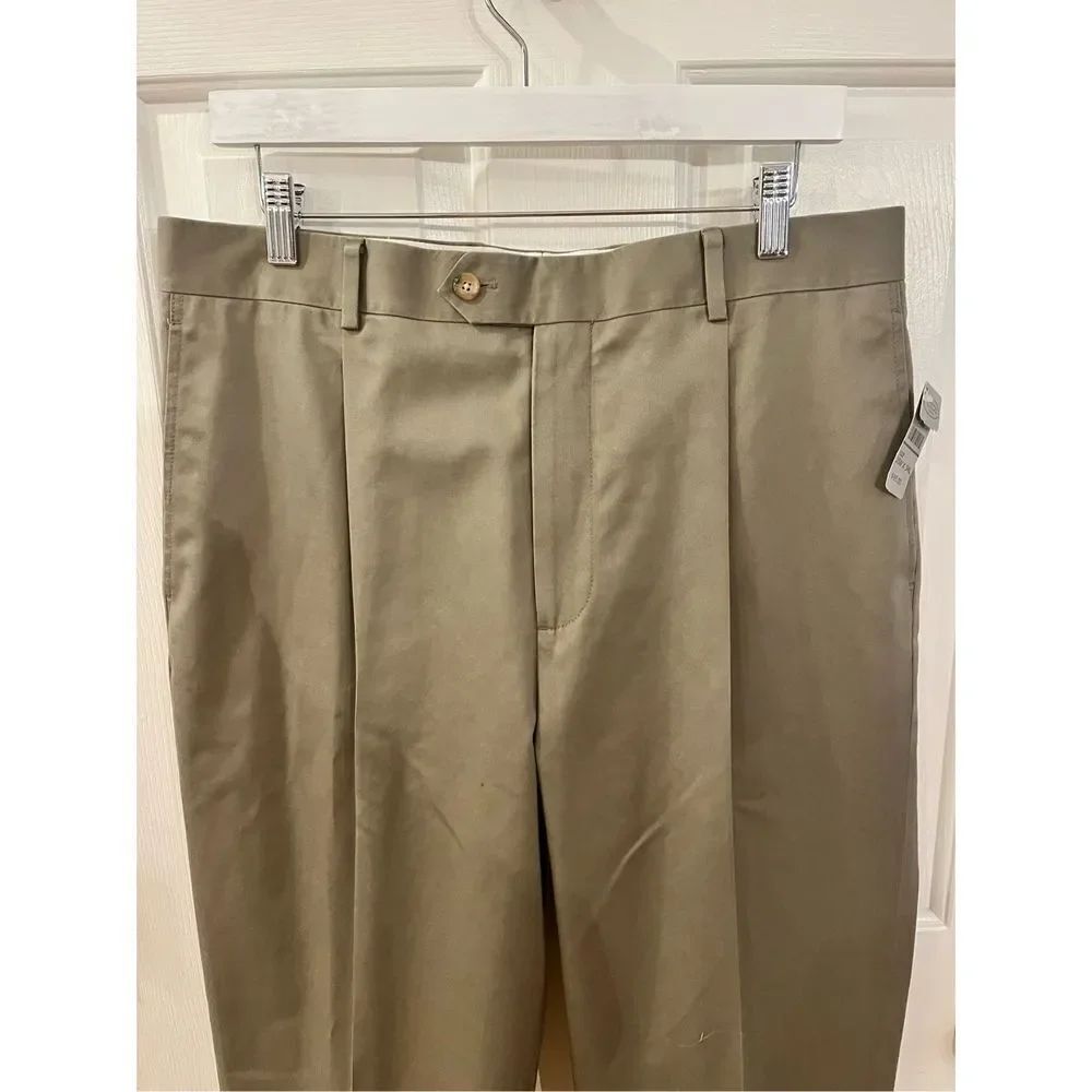 Talbots Men Gray Brown Cuffed Dress Pants sz 35X34 NWT